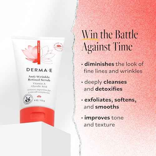DERMA E Anti-Wrinkle Scrub ? Anti-Aging Face Wash with Glycolic Acid and Vitamin A ? Cleansing and Exfoliating Treatment Removes Makeup, Oil and Impurities, 4 oz