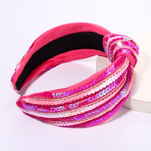 Game Day Knotted Headband Sequin Beaded Football Headband Game Day Sports Wide Top Knot Head Band Hair Accessories Gift