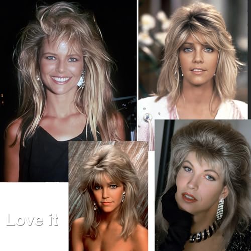 Daiaces Auburn Mullet Wig for Women 70s80s Disco Wig Shoulder Length Layered Heat Resistant Synthetic Hair Cosplay Daily Party Halloween