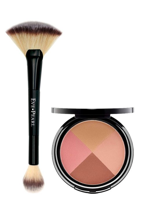 EVE PEARL Ultimate Face Compact - 204 Dual Fan Brush & Contour Palette for Medium to Deep Skin