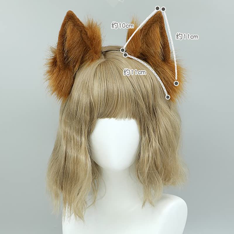 Faylay Wolf/Fox/Cat Ear Cosplay Headwear Girl Accessories Handmade Hairband Furry Ear Faux Fur Headband (04-6 Wine Red)