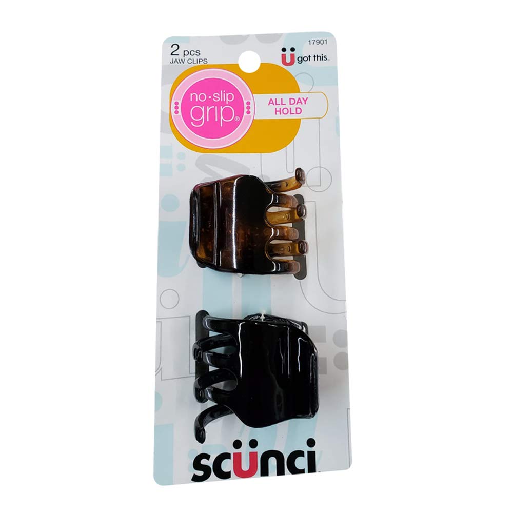 Scunci No-slip Grip Chunky Jaw Clips, 2 Count (Pack of 3)