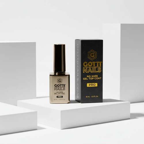 Gotti Nails No Wipe Gel Top Coat, High Gloss Shine, Non-Yellowing & Stain Resistant, Clear UV/LED finish