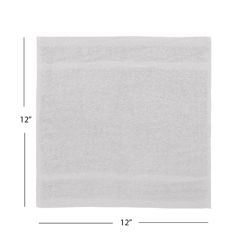 Avalon Towels Cotton Washcloths – (Pack of 24) Size 12x12 Inches, 100% Ring Spun Cotton, Soft & Absorbent Face Towels, Gym Towels, Hotel and Spa Quality, Reusable Fingertip Towels (Silver)