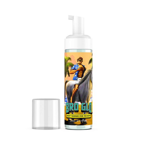 Bro Glo Self Tanner - Easy Sunless Tan for Face & Body with Mitt Applicator - Natural Bronze Gift Set
