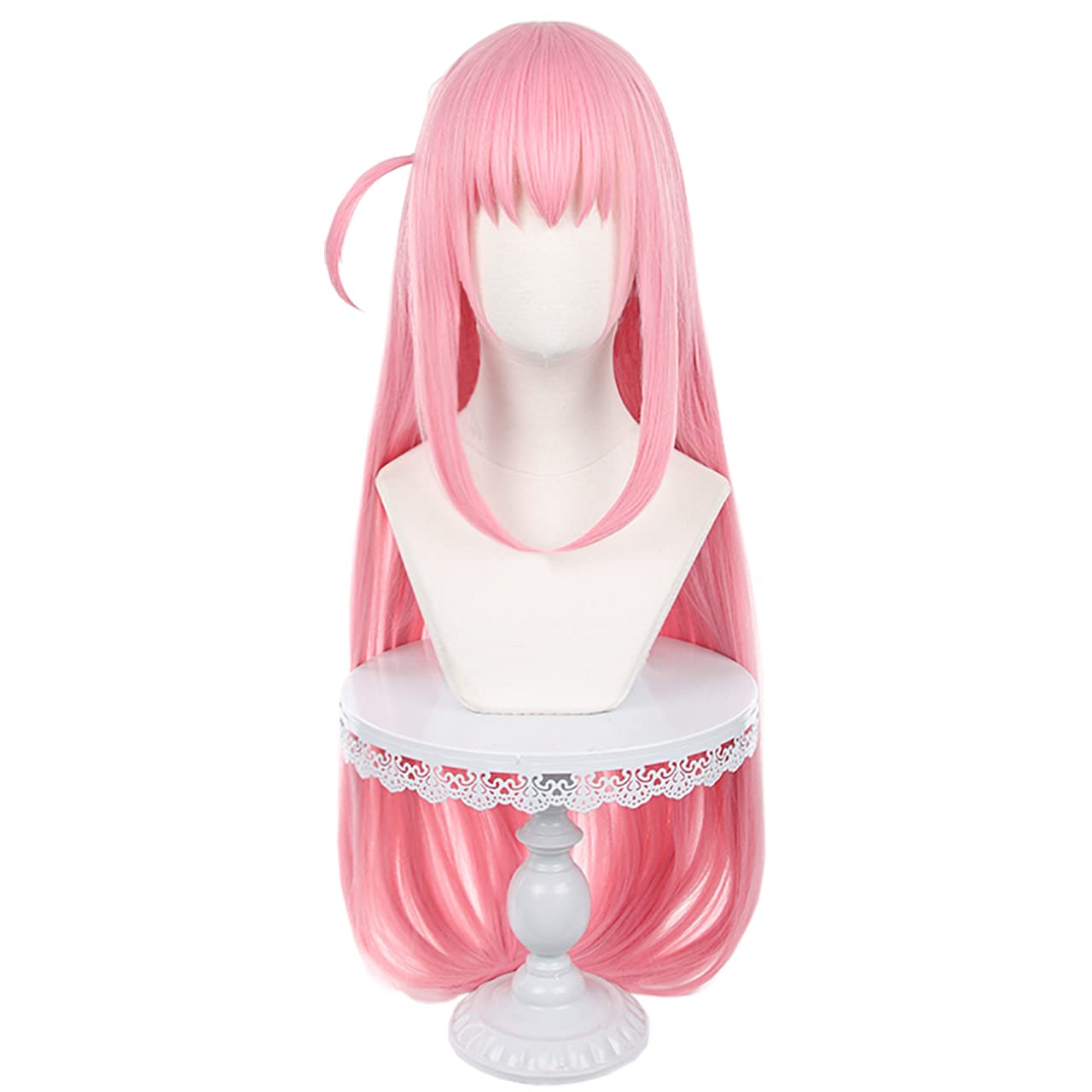 Long Straight Pink Wig Cosplay Anime Bocchi the Rock Gotou Hitori Role Women Costume High Temperature Silk Hair Replacement Wigs for Girl Party Christmas Halloween Daily Wear(Gotou Hitori)