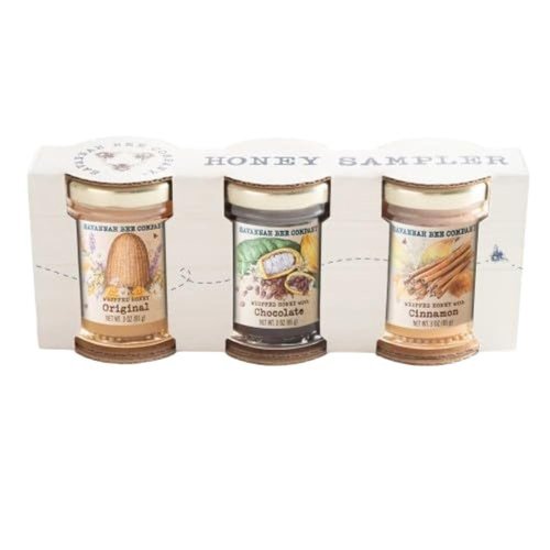 Savannah Bee Company Honey Sample Set - Whipped Honey Variety - Original, Chocolate & Cinnamon Flavors