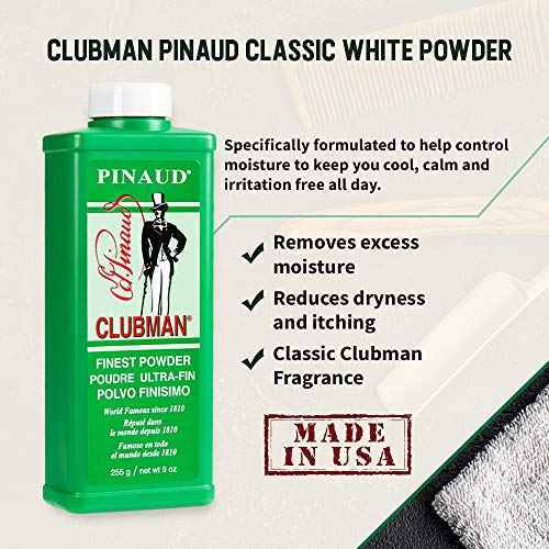 Clubman Pinaud Finest Powder, Classic White Powder for Men, Protection Against Sweat and Body Odor, 9 oz x 3 Packs