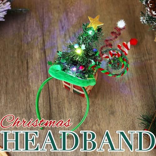 Zoestar Light Up Christmas Tree Headband Glow Hair Bands Xmas Holiday Party Costume Hair Accessories Women and Girls