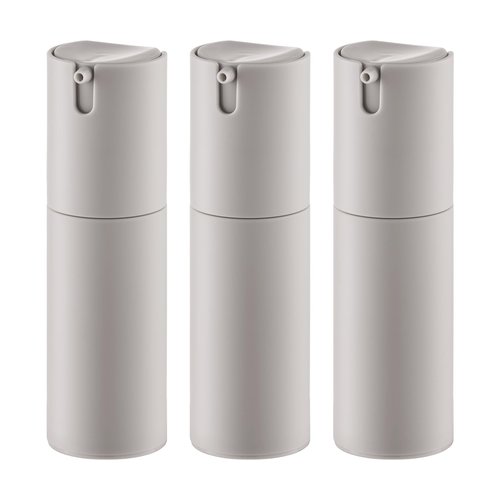 Airless Pump Bottles Travel: Lotion Dispenser for Small Size - Empty Shampoo Containers - Mini Vacuum Jar for Cream - 1 oz Plastic Gray