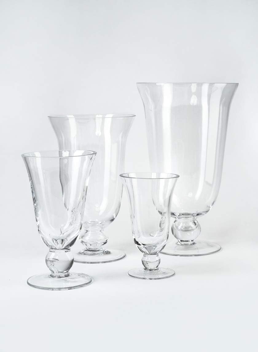 Serene Spaces Living Glass Urn Vase - Decorative Pedestal for Floral Centerpieces | 7.5" Tall, 4.5" Diameter