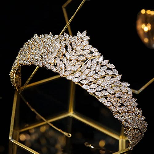 Aoligrace Sparkling Cubic Zirconia Wedding Tiaras and Crowns for Bridal Prom Headpiece Quinceanera Sweet 16 Hair Accessories