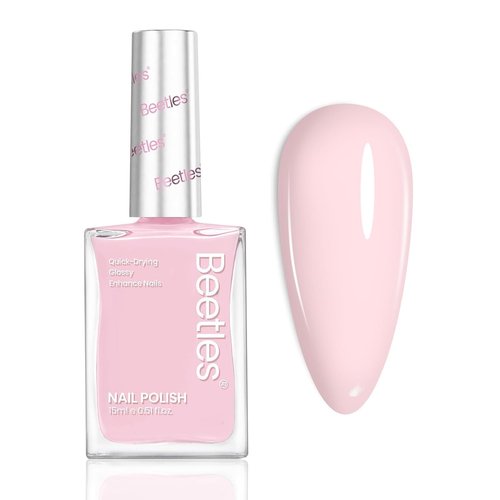 Beetles Light Pink Nail Polish - Cloudy Rose, Pastel Baby Pink Nail Polish Quick Dry, Long-Lasting Pastle Nails, Fingernail Art Effect Gift for Her - 0.51Fl Oz/15ML