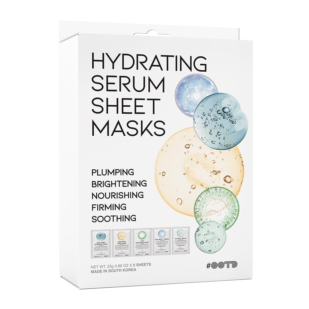 Skiennix Hydrating Sheet Mask Variety Pack - Korean Vegan Facial Masks for All Skin Types | 5 Count