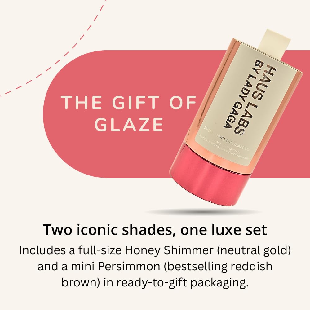 Haus Labs PHD Hybrid Plumping Lip Glaze Duo - Honey Shimmer Full Size & Persimmon Mini