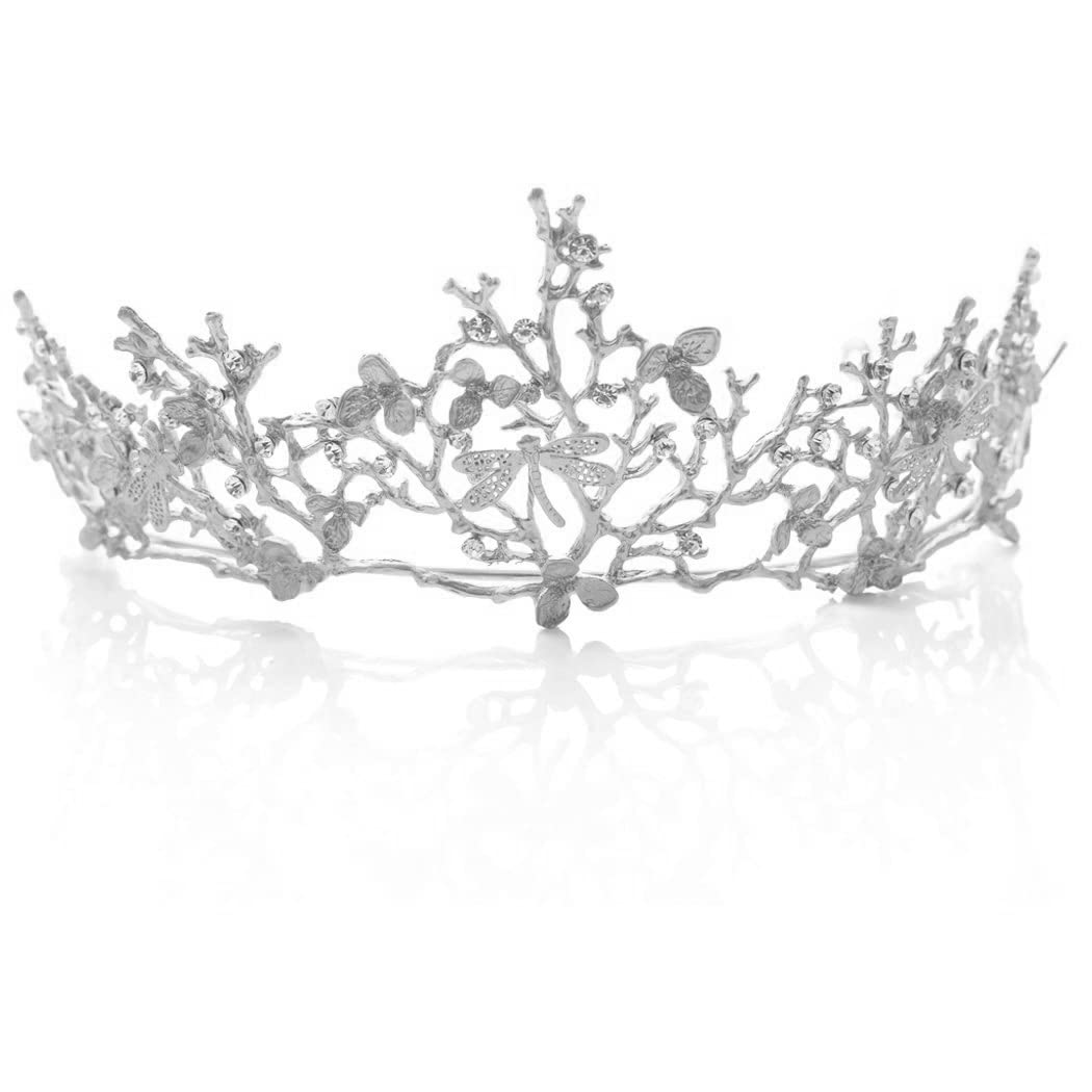 Yean Adult Tiaras and Crowns Gold Wedding Princess Queen Crown Baroque Vintage Rhinestone Tiara Hair Accessories for Women and Men (Silver)