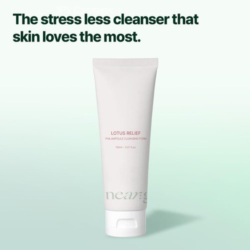 NearGarden Lotus Relief PHA Ampoule Cleansing Foam - Hyaluronic Acid Face Wash for All Skin Types (150ml)