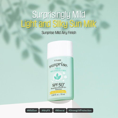 ETUDE Sunprise Sunscreen - Mild Sun Milk SPF 50+ | Sebum-Free, Non-Sticky, Long-Lasting Protection (55ml)