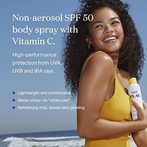 Supergoop! PLAY Antioxidant Body Mist w/ Vitamin C, 3 fl oz - SPF 50 PA++++ Broad Spectrum Sunscreen - Body Spray for Sensitive Skin - Clean Ingredients - Great for Active Days