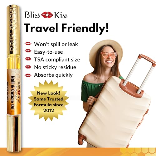 Bliss Kiss | 1 Candy Cane Fragrance | Nail Oil Cuticle Pen w/Vitamin E & Jojoba⏤Nail Strengthener Nail Growth Serum for Brittle Peeling Breaking Thin Nails