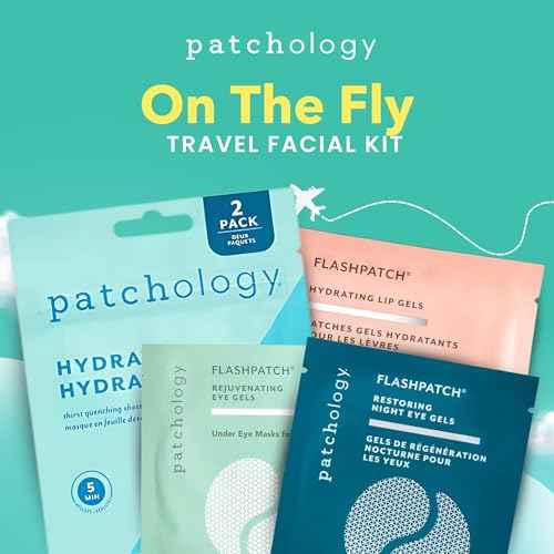 Patchology On The Fly Travel Facial Kit ? Travel-Friendly Hydrating Skincare Essentials for Face, Eyes and Lips ? Includes 2 Pair Under Eye Patches, 2 Hydrate Sheet Mask for Refreshed Skin,1 Lip Mask
