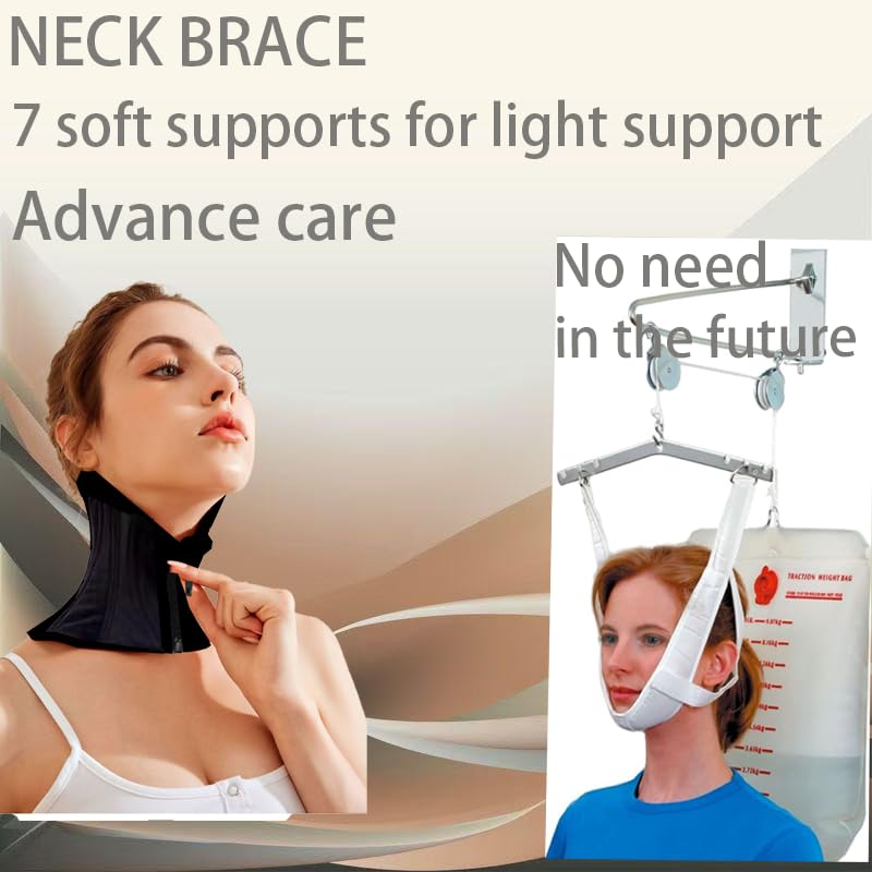 CMRCOYO Neck braces for neck pain and support Chin strap for sleeping Neck wrinkle patches and double chin reducer stretcher (BLACK, XL)
