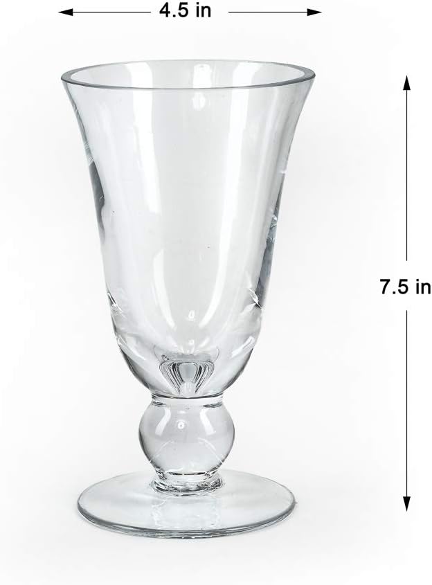 Serene Spaces Living Glass Urn Vase - Decorative Pedestal for Floral Centerpieces | 7.5" Tall, 4.5" Diameter