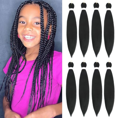 Braiding Hair Pre Stretched 40 Inch 8 Packs Long Braiding Hair Extension Pre Stretched Braiding Hair Professional Synthetic Hair For Braiding Hot Water Setting Soft Yaki Texture(40", 1B-8P)