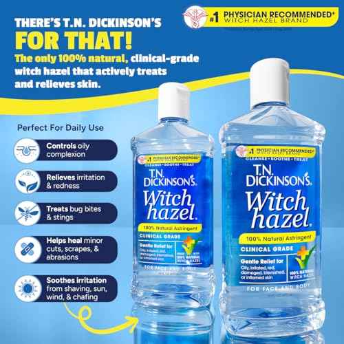 T.N. Dickinson's Witch Hazel Astringent for Face and Body, 100% Natural, 6 Count