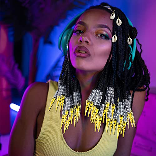 455 Pcs Locs Hair Jewelry Clear Beads Dreadlocks Accessories for Women Cornrow Braids Dreadlock Metal Clips Shell Pendant Charms Hair Decoration (Gold)