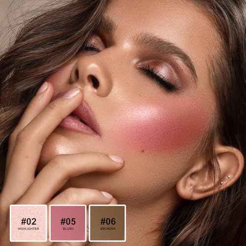 Lezero 3Pcs Contour Stick Makeup Kit, Shades with Highlighter, Blush and Bronzer Stick for Sculpt the Face and All Skin Type, Long Lasting, Smooth, Dewy & Matte Finish, LIGHT MEDIUM