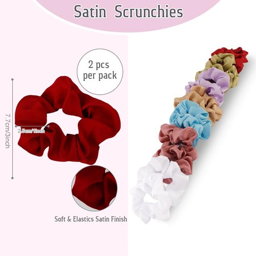Aushamtai 6Pcs Red Satin Hair Accessories Set for Women: Bows, Hair Scrunchies and Headband with Versatile Styles, Perfect for Daily Wear, Birthday Gifts for Women(Satin Material)