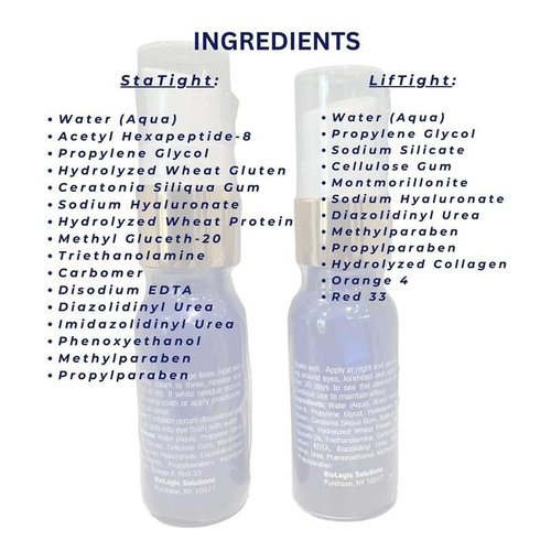 Biologic Sta-Tight & LifTight Anti-Aging Serum Duo - Instant Face Lift & Smoothing Formula | 2 Bottles