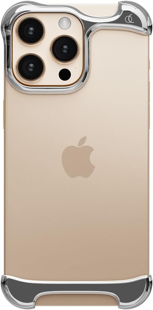 Arc Pulse iPhone 16 Pro Max Case - Minimalist Shock Absorption with Aerospace Grade Aluminum Shell | 6.9 Inch, Polished Silver