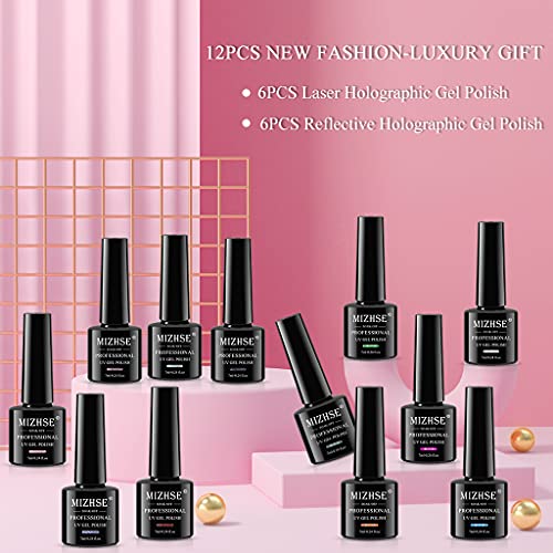 MIZHSE Gel Base and Top Coat, No Wipe Top Coat and Base Coat Set Glossy Finish Soak Off UV LED Nail Gel Long Lasting Nail Art