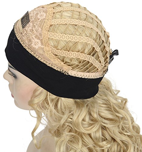 Wiginway Long Curly Wave Headband Synthetic Natural Style Wigs for Women Girls Golden Blonde