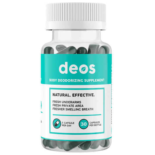 DEOS Internal Deodorant Supplement – Full Body Deodorizer for Gut Health, Skin Health, Detox & Digestion Support – Natural Odor Control Chlorophyll Pills for Head-to-Toe Freshness | 30 Capsules