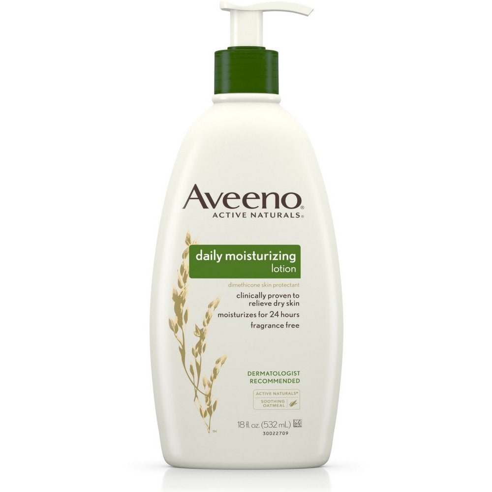 Aveeno Daily Moisturizing Body Lotion, Body Lotion for Dry Skin with Prebiotic Oat, Paraben Free, Fragrance Free, Non-Greasy, Non-Comedogenic Moisturizer, 18 FL OZ