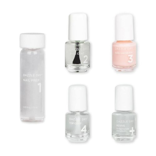 Dazzle Dry Mini Kit - 4 Step System for Soft Creamy Pink with Diamond Dust Shimmer | 5 Piece Set