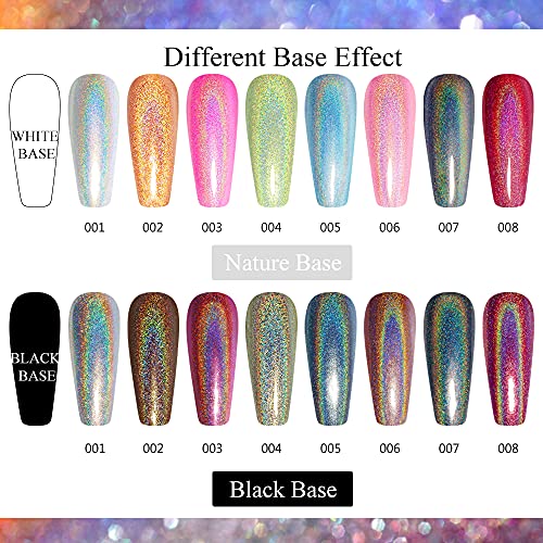 MIZHSE Holographic Gel Nail Polish, Chrome Gel Nail Polish, Galaxy Glossy Chameleon Nail Lacquer Glitter Gel Polish Set, Sparkle Laser Gel Polish Nail Art Salon at Home Gift Set for girl women