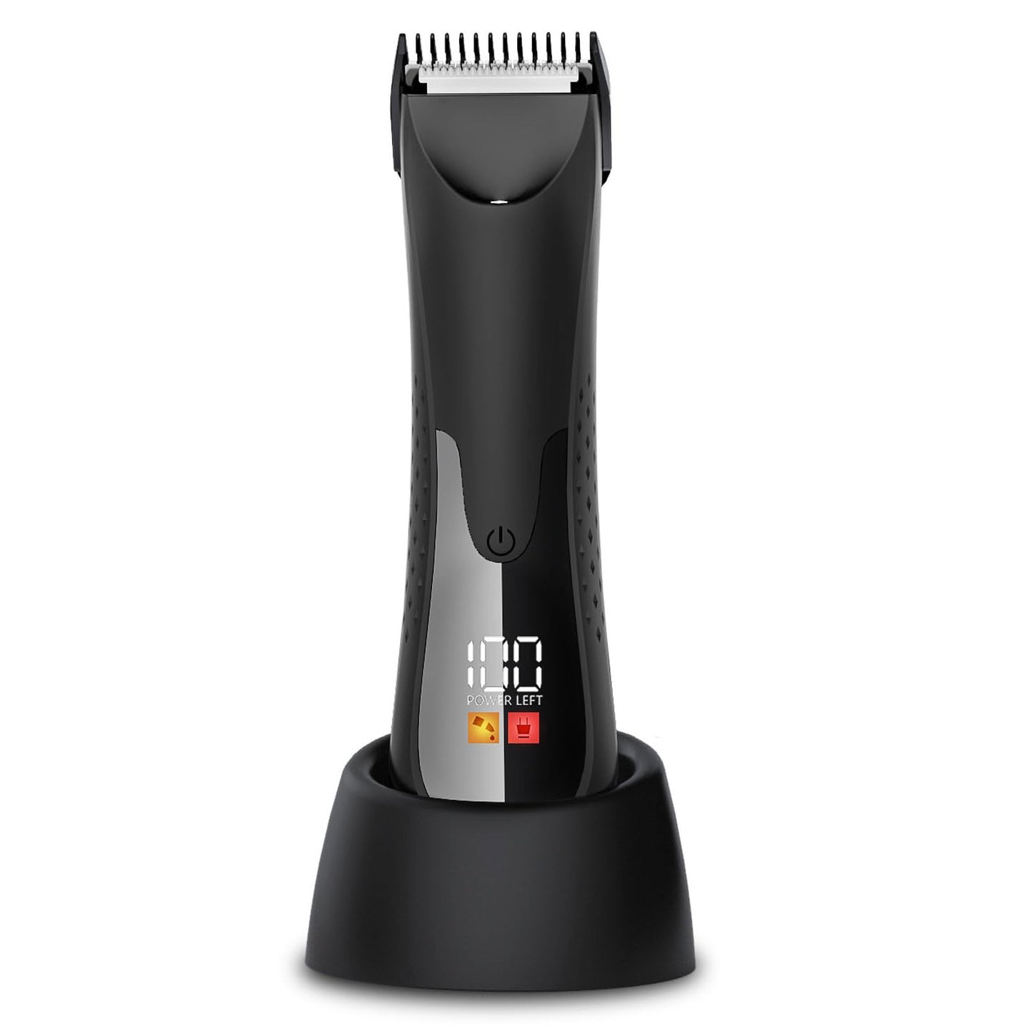 7d24hcare Groin Hair Trimmer - Electric Manscape Trimmer for Men, Waterproof Ball Trimmer for Pubic/Body/Groin Grooming with Ceramic Blade, LED Light, Charging Base