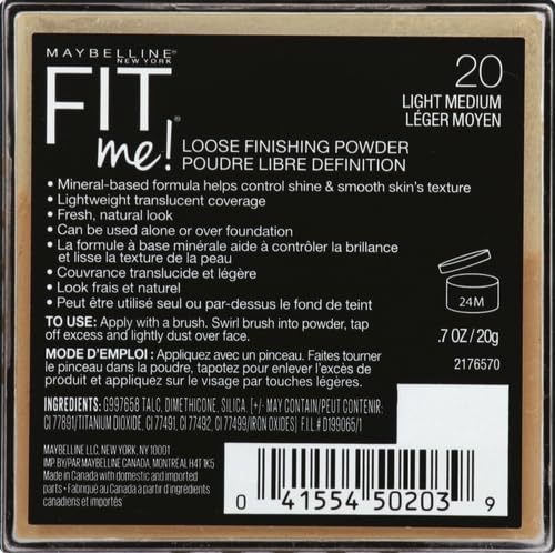Maybelline Fit Me Loose Setting Powder - Lightweight Face Makeup & Finishing Powder, Light Medium, 2 Pack