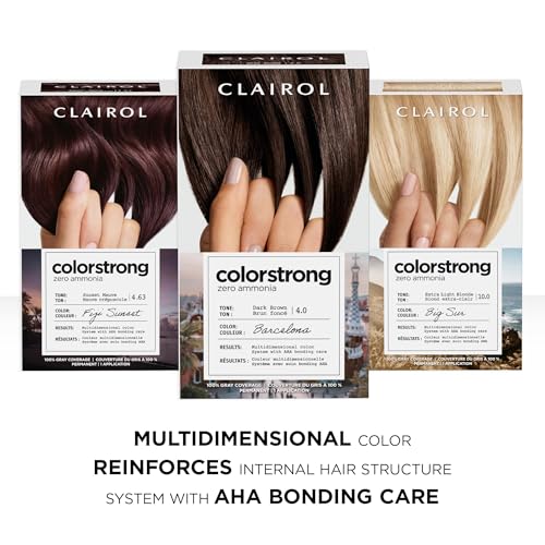 Clairol ColorStrong Permanent Hair Dye, Ammonia‑Free, PPD‑Free, 100% Gray Coverage with Bonding System, 6.3 Light Golden Brown - Cairo Hair Color, Pack of 1