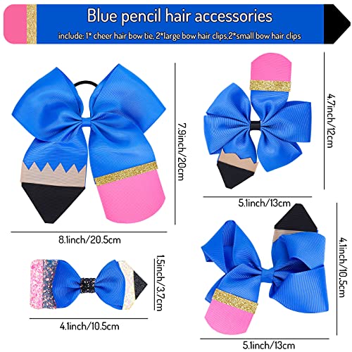 Whaline 5Pcs Back to School Yellow Pencil Hair Bow Clips Ponytail Holder Jumbo Ribbon Grosgrain Hairgrips Cheer Hair Bows Tie for First Day of School Girl Student Cheerleader Hair Accessories