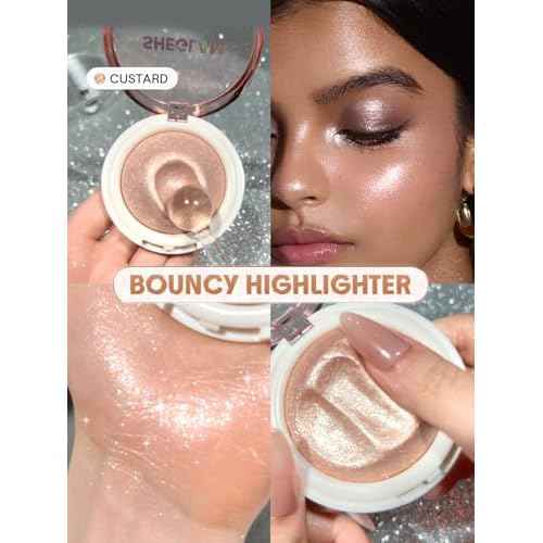 SHEGLAM Glowchi Bouncy Highlighter Mochi-like Formula Highlighter Long-lasting Shimmer Makeup-Custard