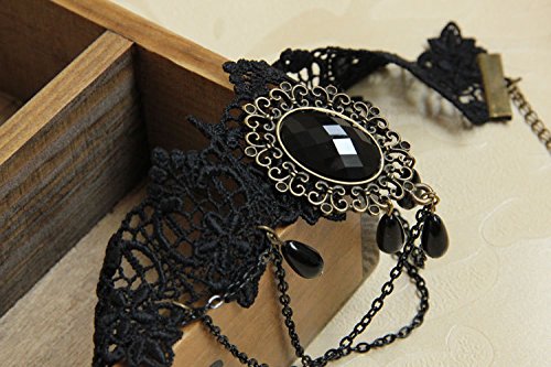 Love Sweety Halloween Vintage Crown Rose Headband Gothic Floral Headpiece (Necklace)