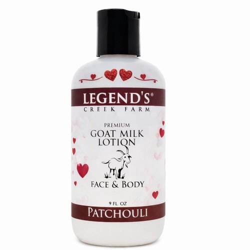 Legend's Creek Farm Goat Milk Lotion - Deeply Moisturizing Body Lotion with Shea Butter & Aloe - 9 oz, Handmade in USA (Patchouli)