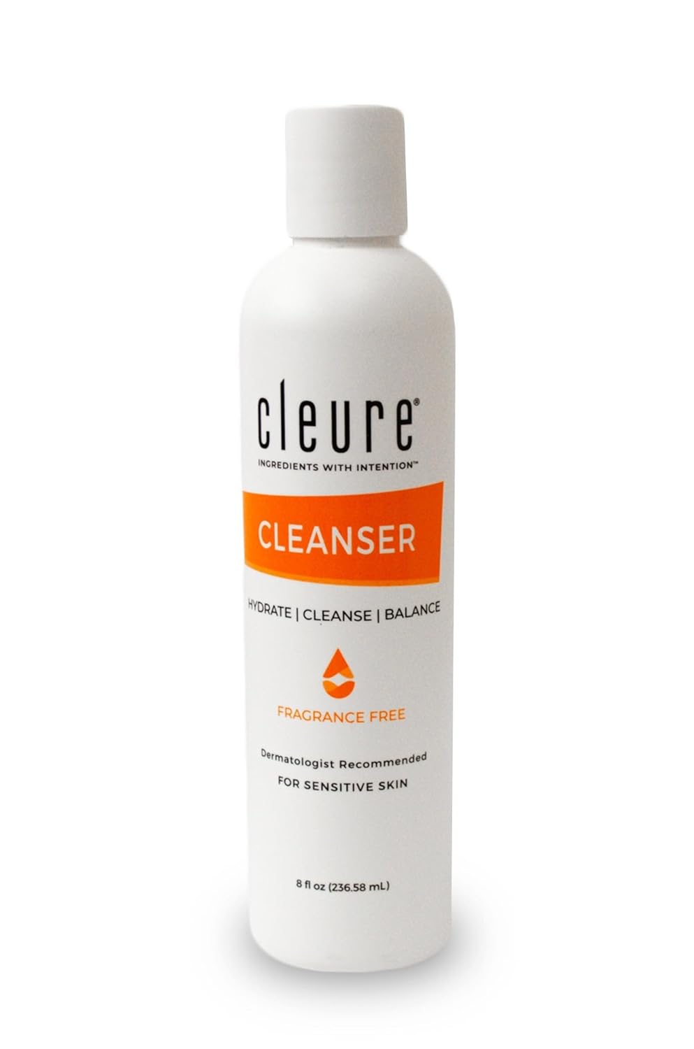 Cleure Gentle Face Cleanser - Hydrating Daily Lotion for Dry Sensitive Skin, pH Balanced with Shea Butter & Sodium Hyaluronate (8 oz)