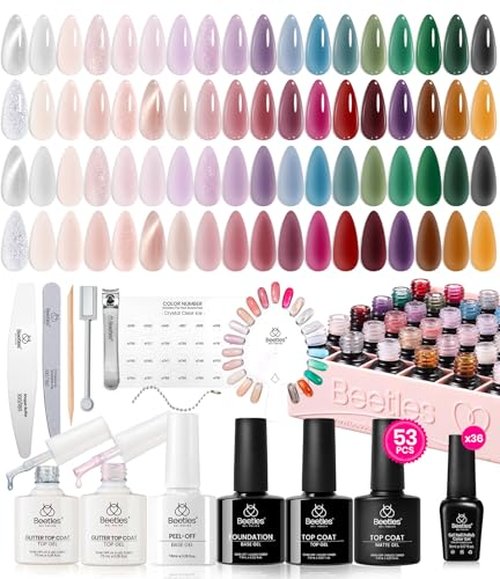 Beetles Summer Gel Nail Polish Set, 20 Colors Pastel Neon Pink Yellow Green Blue White Glitter Gel Nail Polish Kit Base Coat Matte Glossy Top Coat Soak off Uv Gift for Women