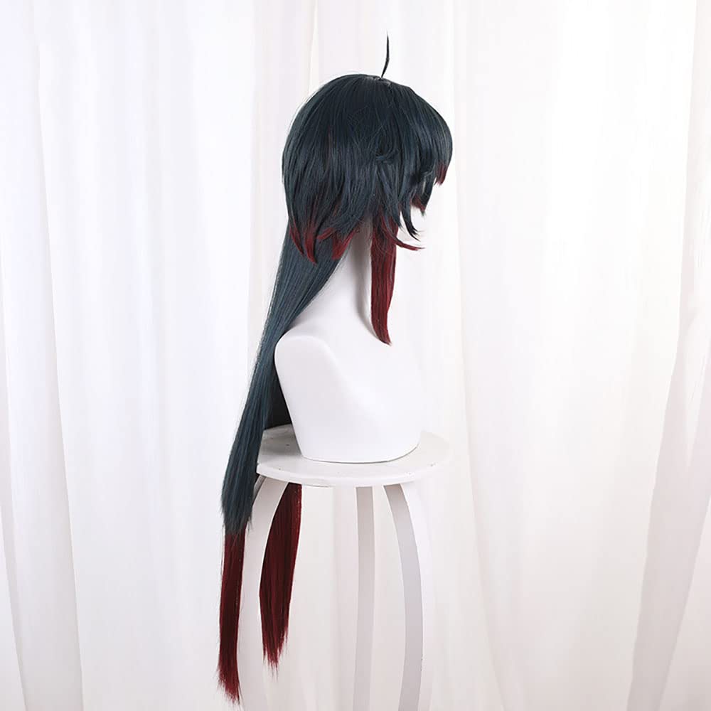 XiongXiongLe Game Honkai Star Rail Cosplay Blade Blue Green Gradient Red Brown Long Curled Hair Replacement Wig for Women Girls Cos Party Halloween Christmas(Blade)